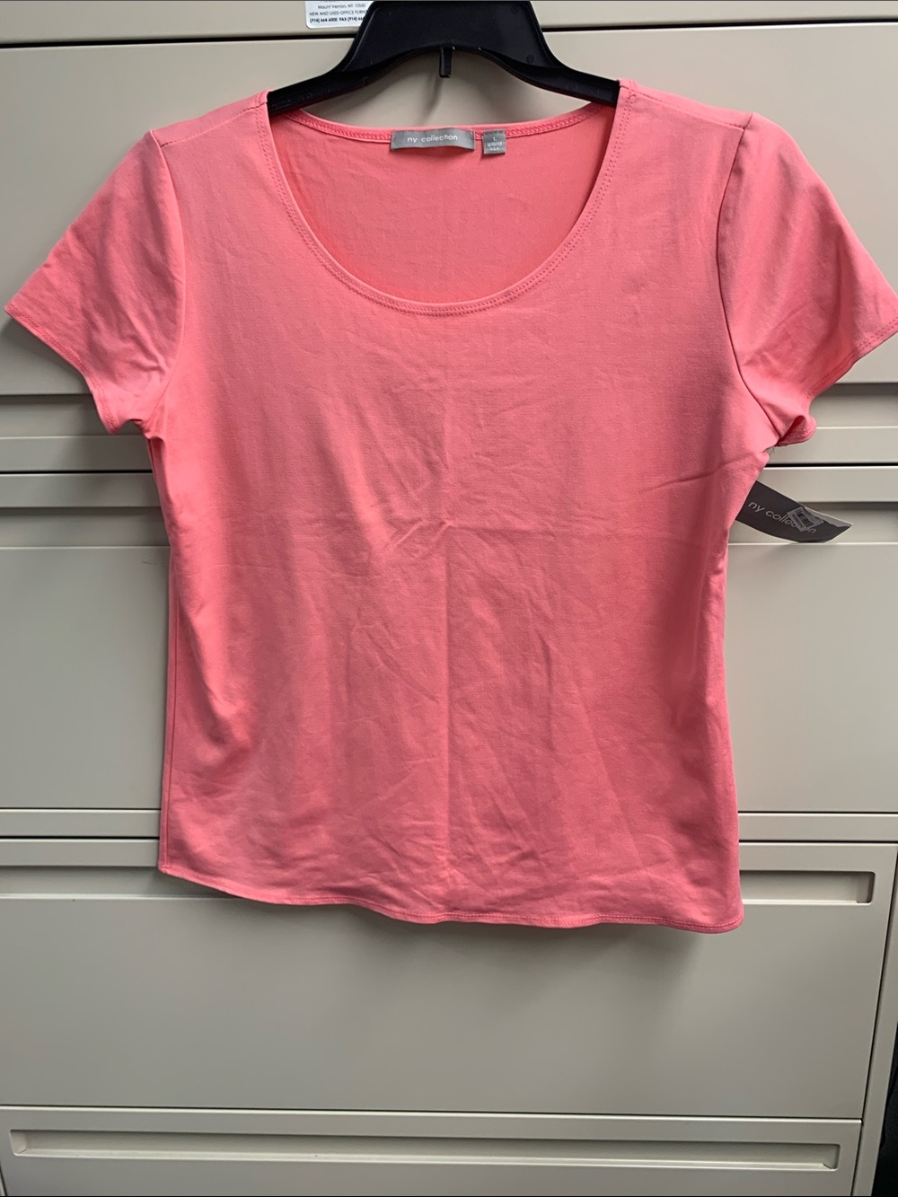 NY Collection Coral Pink Scoop Neck Short Sleeve Tee